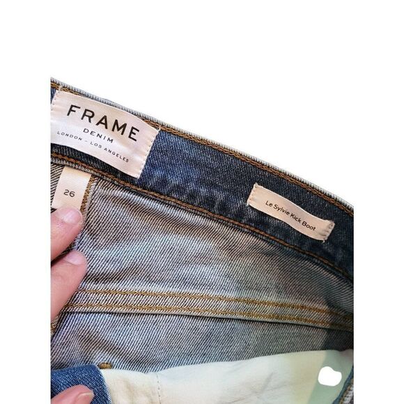 Frame Jeans Women's 26 Blue Le Sylvie Kick Boot High Waist Cropped - Picture 3 of 4